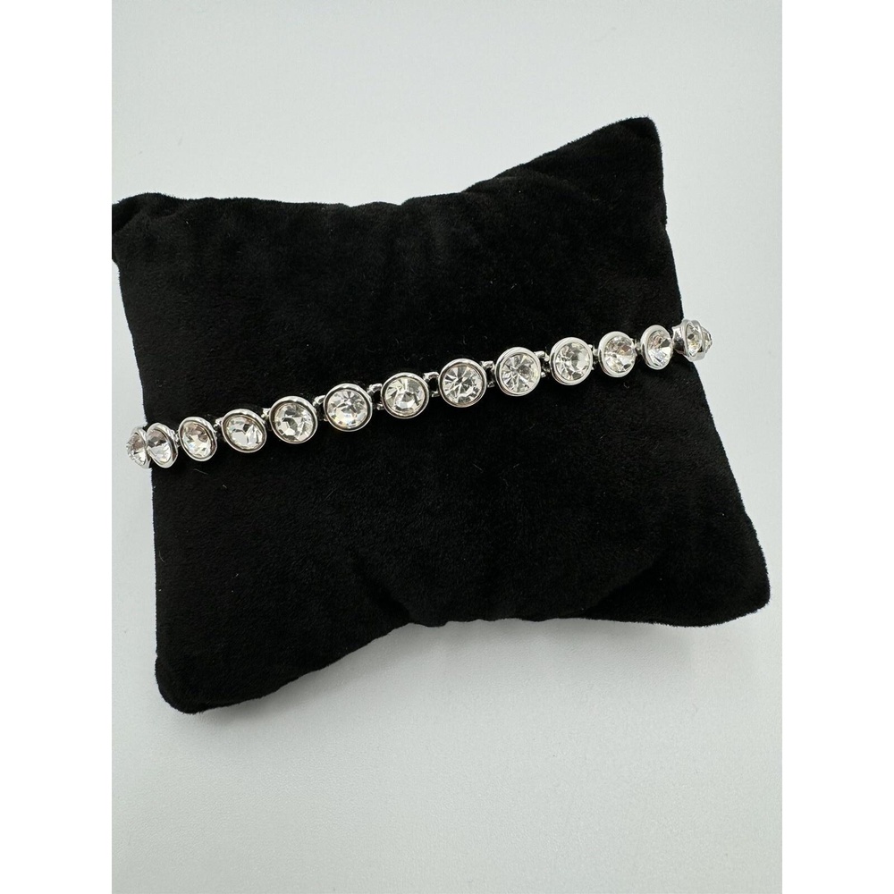 Premier Designs Silver Tone At Last Lariat Rhinestone Tennis Bracelet Adjustable